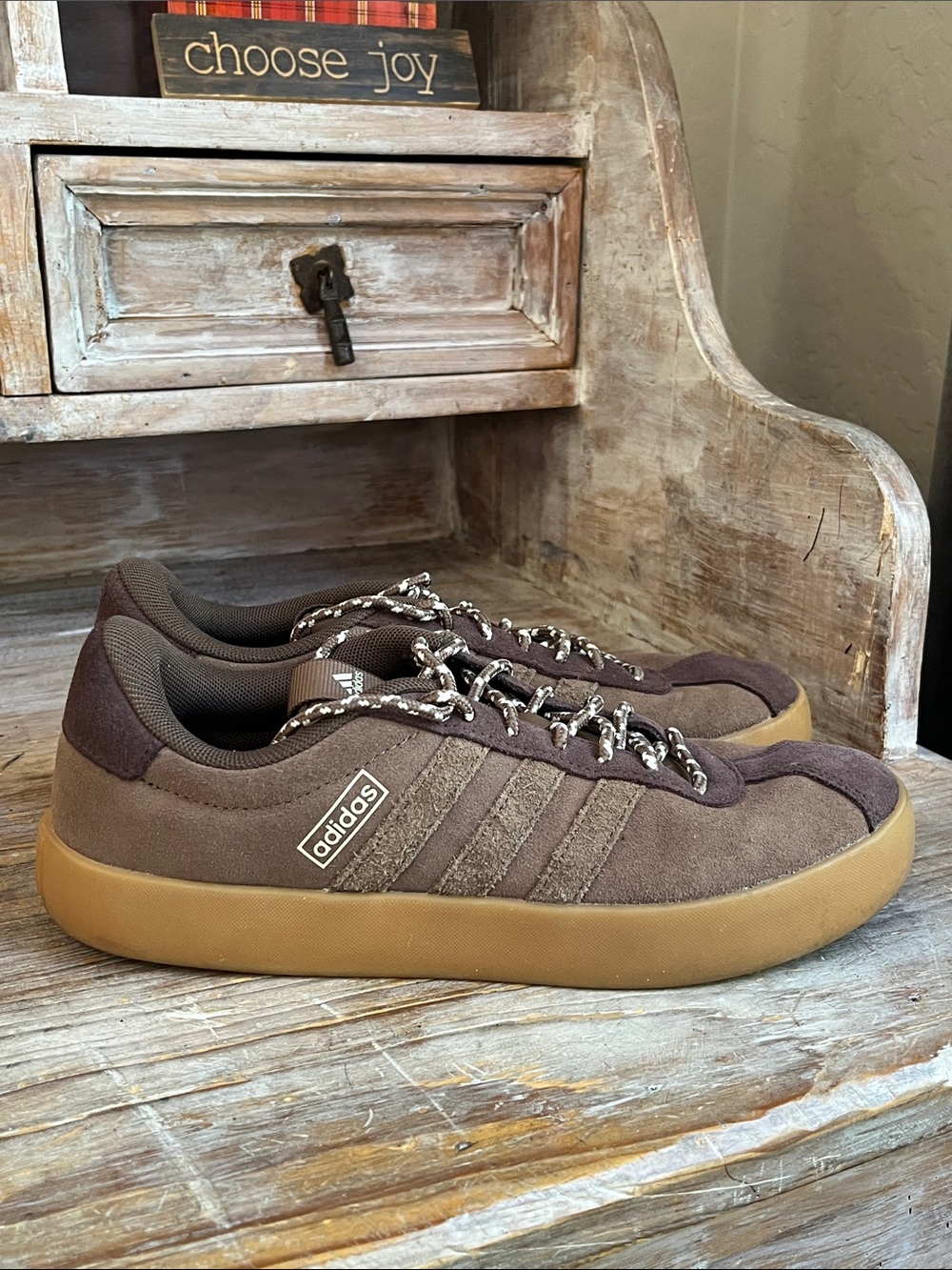 🤎 Adidas VL Court 3.0 Sneakers Earth Strata Shadow Brown Men 6 Women 7.5 Suede